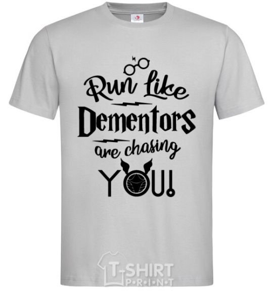 Men's T-Shirt Run like dementors are chasing you grey фото