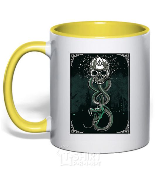 Mug with a colored handle The mark of death yellow фото