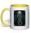 Mug with a colored handle The mark of death yellow фото