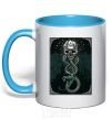 Mug with a colored handle The mark of death sky-blue фото