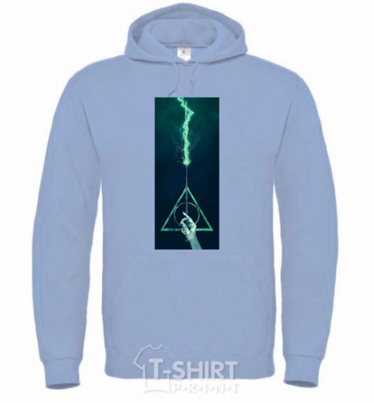 Men`s hoodie Elderberry stick sky-blue фото