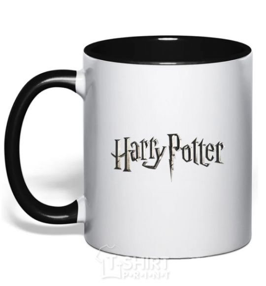 Mug with a colored handle Harry Potter logo black фото