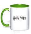 Mug with a colored handle Harry Potter logo kelly-green фото