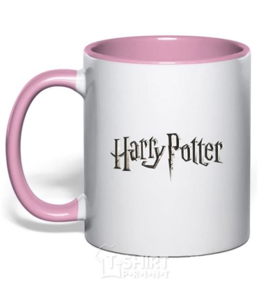 Mug with a colored handle Harry Potter logo light-pink фото