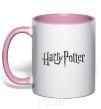 Mug with a colored handle Harry Potter logo light-pink фото