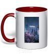 Mug with a colored handle Night Hogwarts inscription is always red фото