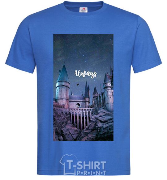 Men's T-Shirt Night Hogwarts inscription is always royal-blue фото