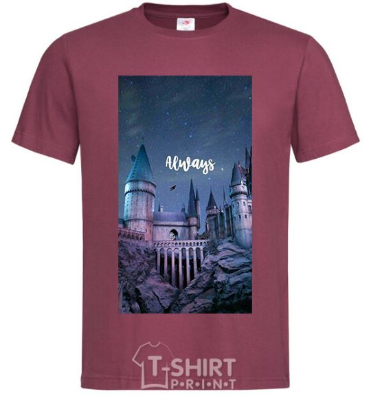 Men's T-Shirt Night Hogwarts inscription is always burgundy фото