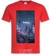 Men's T-Shirt Night Hogwarts inscription is always red фото