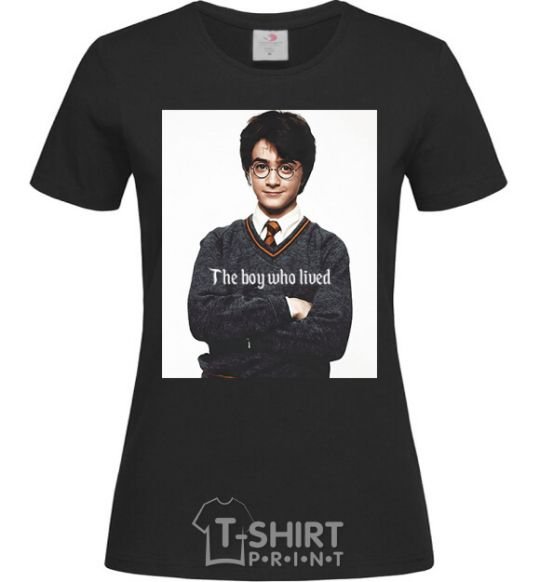 Women's T-shirt The boy who lived black фото