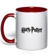 Mug with a colored handle Harry Potter logo black red фото