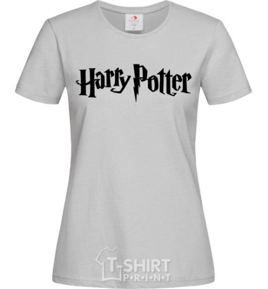 Women's T-shirt Harry Potter logo black grey фото