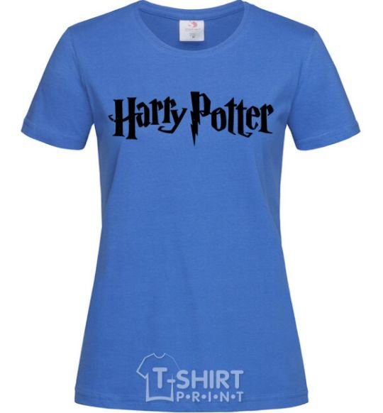 Women's T-shirt Harry Potter logo black royal-blue фото