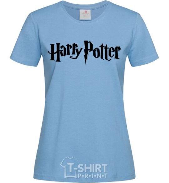 Women's T-shirt Harry Potter logo black sky-blue фото