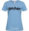 Women's T-shirt Harry Potter logo black sky-blue фото