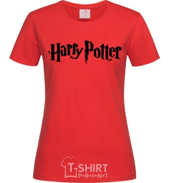 Женская футболка Harry Potter logo black Красный фото