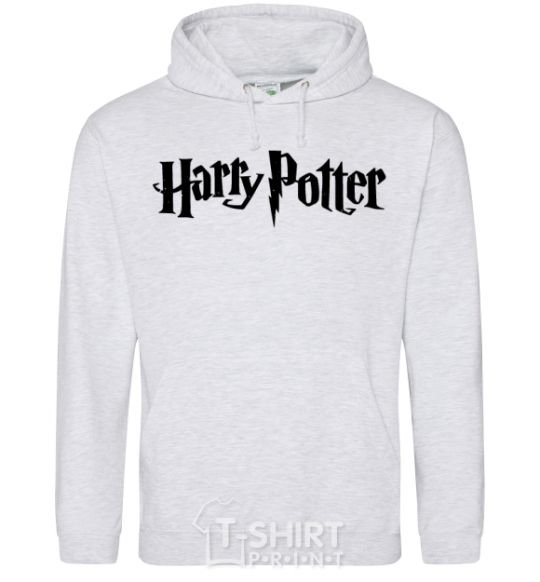 Men`s hoodie Harry Potter logo black sport-grey фото