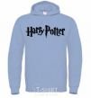 Men`s hoodie Harry Potter logo black sky-blue фото