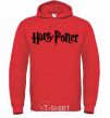 Мужская толстовка (худи) Harry Potter logo black Ярко-красный фото