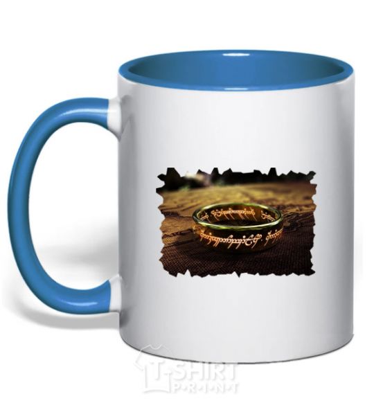 Mug with a colored handle the Power Ring royal-blue фото