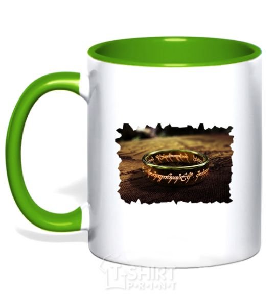 Mug with a colored handle the Power Ring kelly-green фото