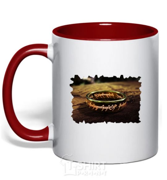 Mug with a colored handle the Power Ring red фото