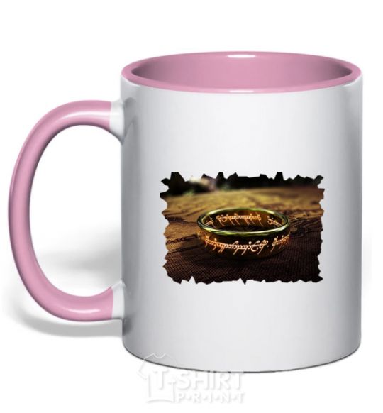 Mug with a colored handle the Power Ring light-pink фото