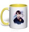 Mug with a colored handle Harry Potter art yellow фото