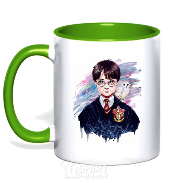 Mug with a colored handle Harry Potter art kelly-green фото