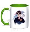 Mug with a colored handle Harry Potter art kelly-green фото