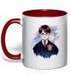 Mug with a colored handle Harry Potter art red фото