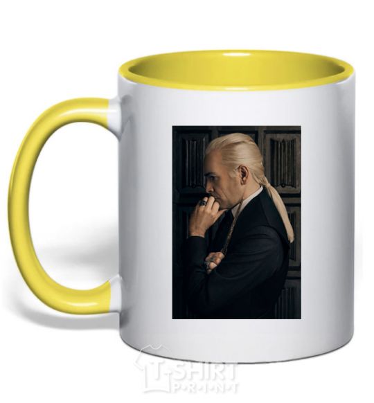 Mug with a colored handle Lucius yellow фото
