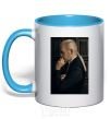 Mug with a colored handle Lucius sky-blue фото