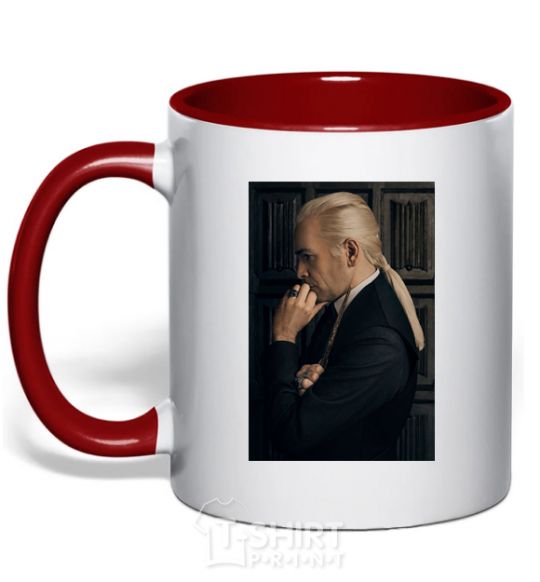 Mug with a colored handle Lucius red фото