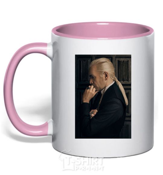 Mug with a colored handle Lucius light-pink фото