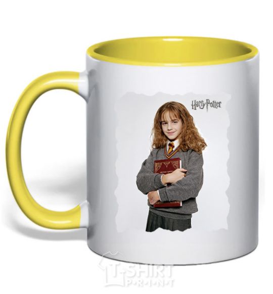 Mug with a colored handle Hermione Granger yellow фото