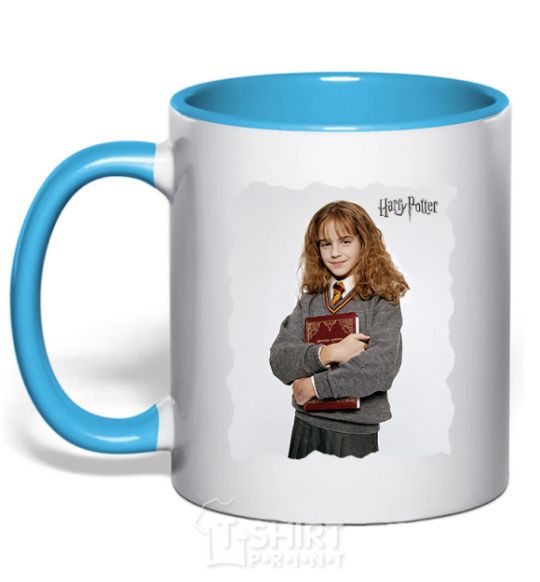 Mug with a colored handle Hermione Granger sky-blue фото