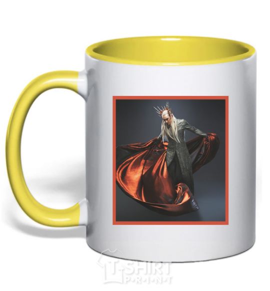 Mug with a colored handle Thranduil yellow фото