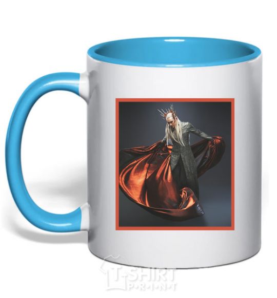 Mug with a colored handle Thranduil sky-blue фото