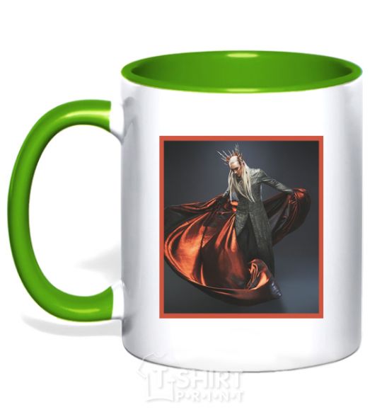 Mug with a colored handle Thranduil kelly-green фото