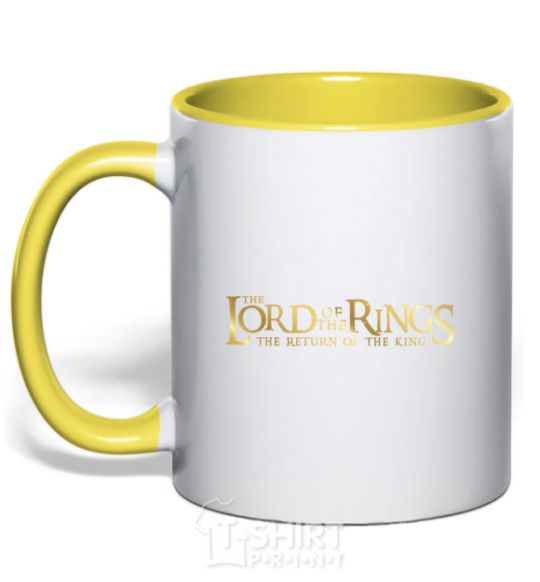 Mug with a colored handle The Lord of the Rings logo yellow фото