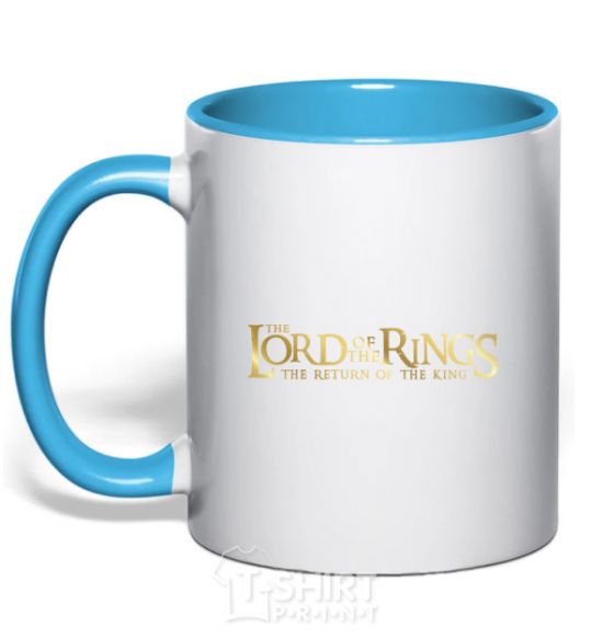 Mug with a colored handle The Lord of the Rings logo sky-blue фото