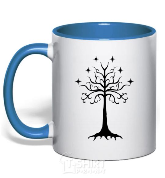 Чашка с цветной ручкой Властелин колец дерево Ярко-синий фото
