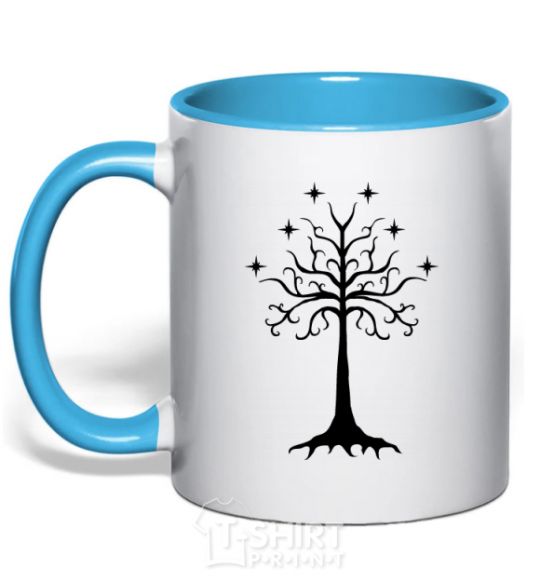 Mug with a colored handle Lord of the Rings wood sky-blue фото