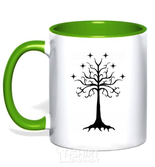 Чашка с цветной ручкой Властелин колец дерево Зеленый фото