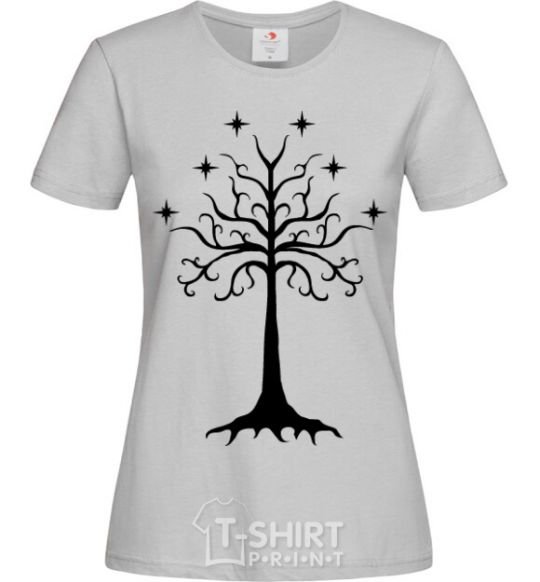 Женская футболка Властелин колец дерево Серый фото
