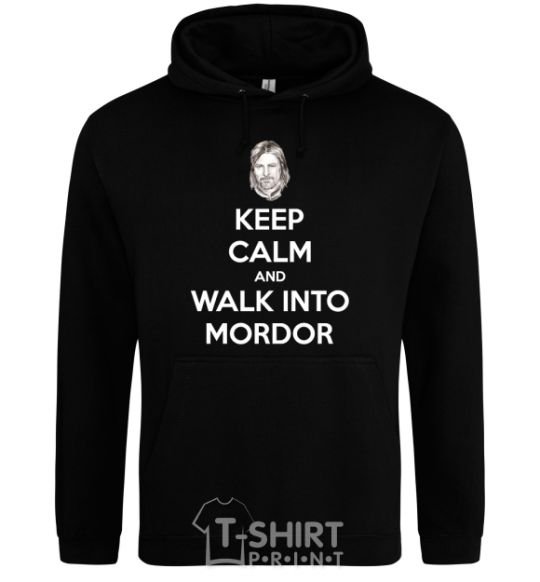 Мужская толстовка (худи) Keep calm and walk into Mordor Черный фото