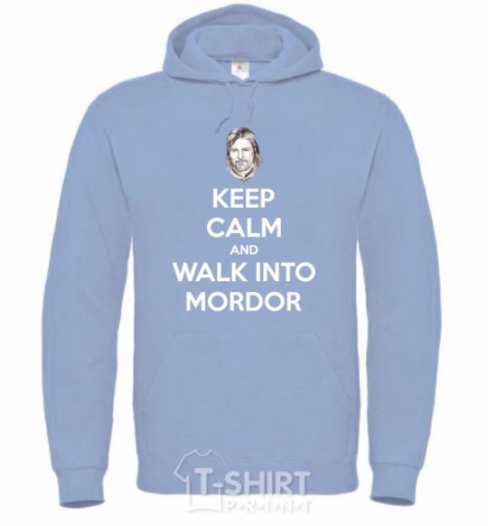 Men`s hoodie Keep calm and walk into Mordor sky-blue фото