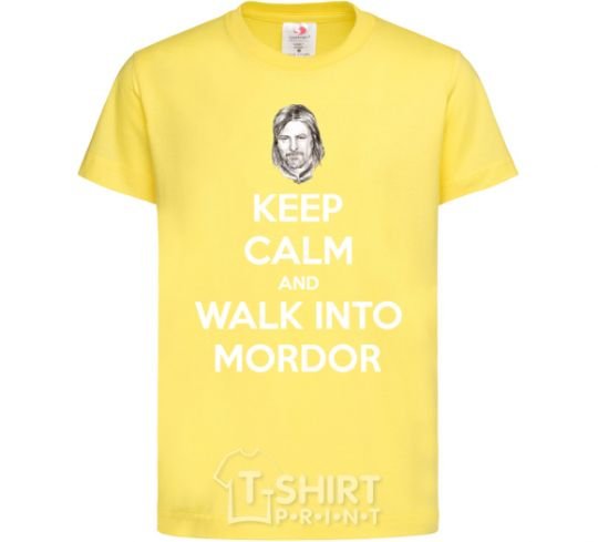Kids T-shirt Keep calm and walk into Mordor cornsilk фото