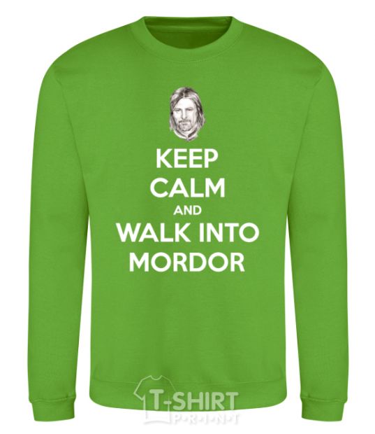 Свитшот Keep calm and walk into Mordor Лаймовый фото